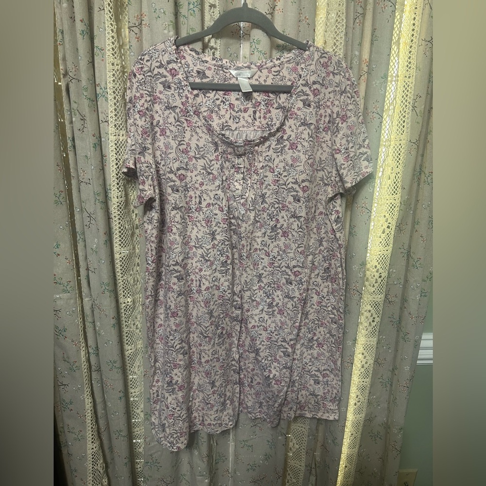 Adonna‎ Pink Floral Cottagecore Coquette  Nightgown Grandma Cozy Size XL
